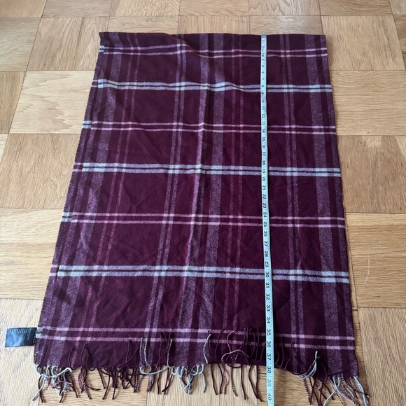 Club Monaco Wool Blanket Scarf Plaid Fringe - Picture 2 of 4
